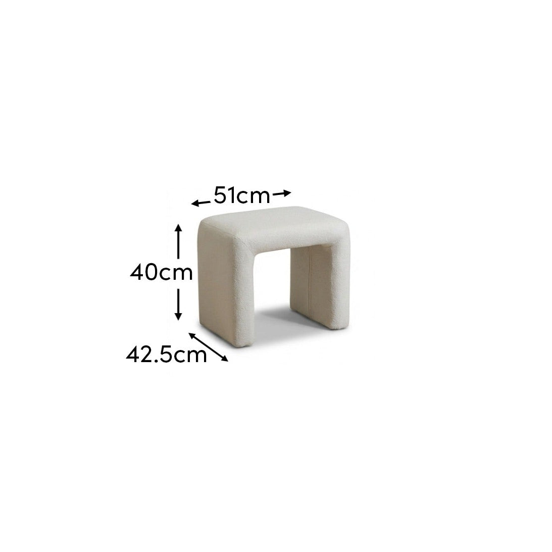 Kamiko Stool - Chalk White Boucle