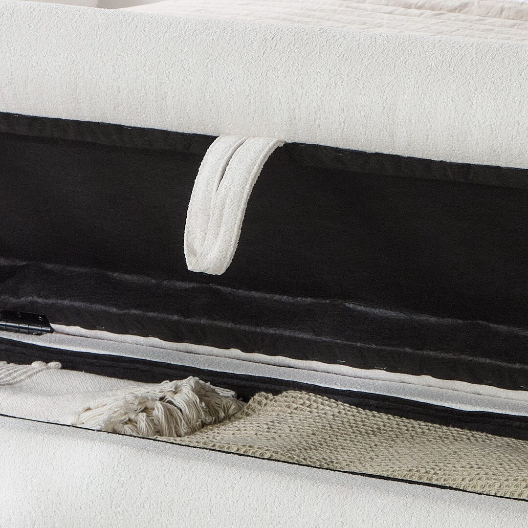 Fleur Large Ottoman Footstool - Chalk White Boucle