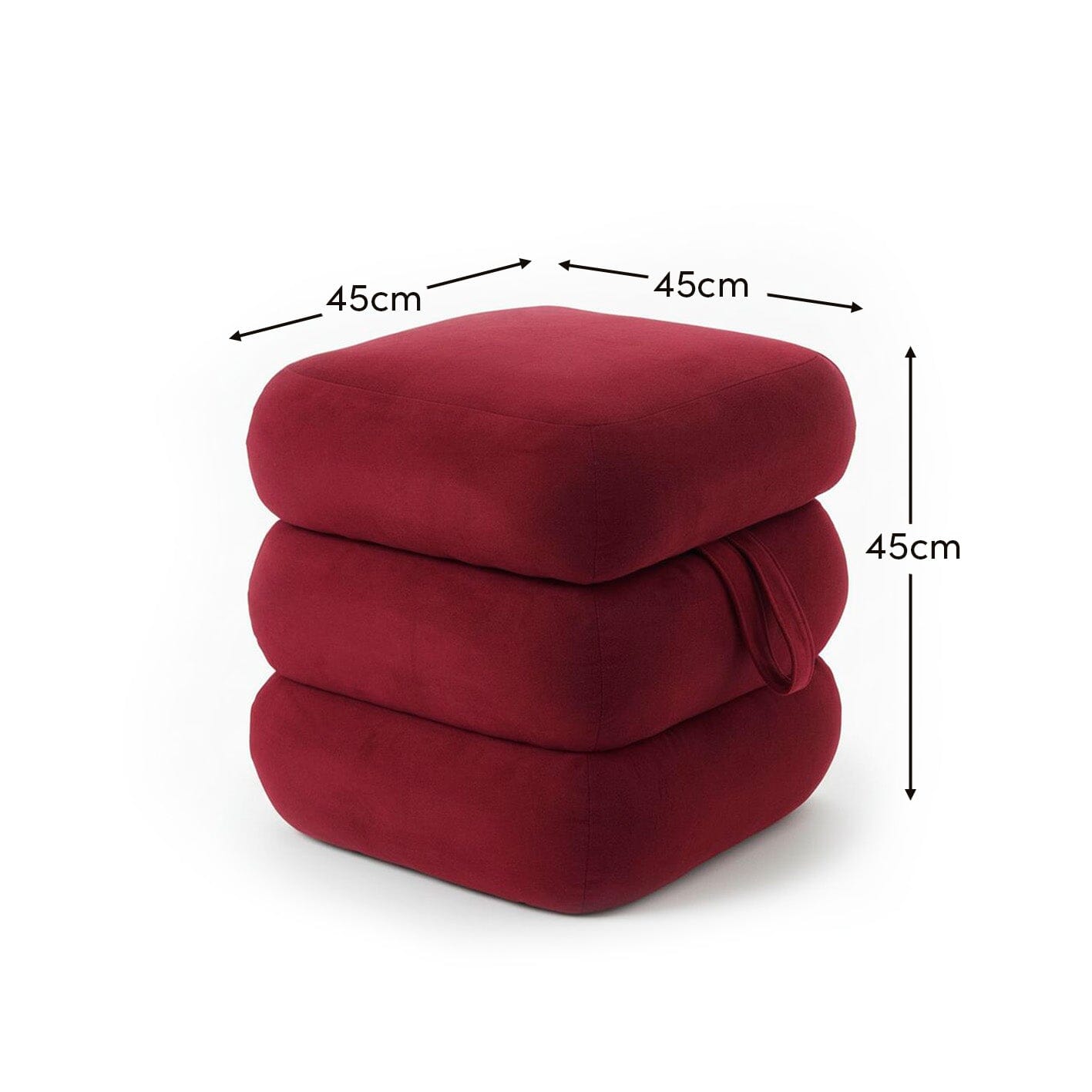 Fleur Ottoman Footstool - Burgundy Red