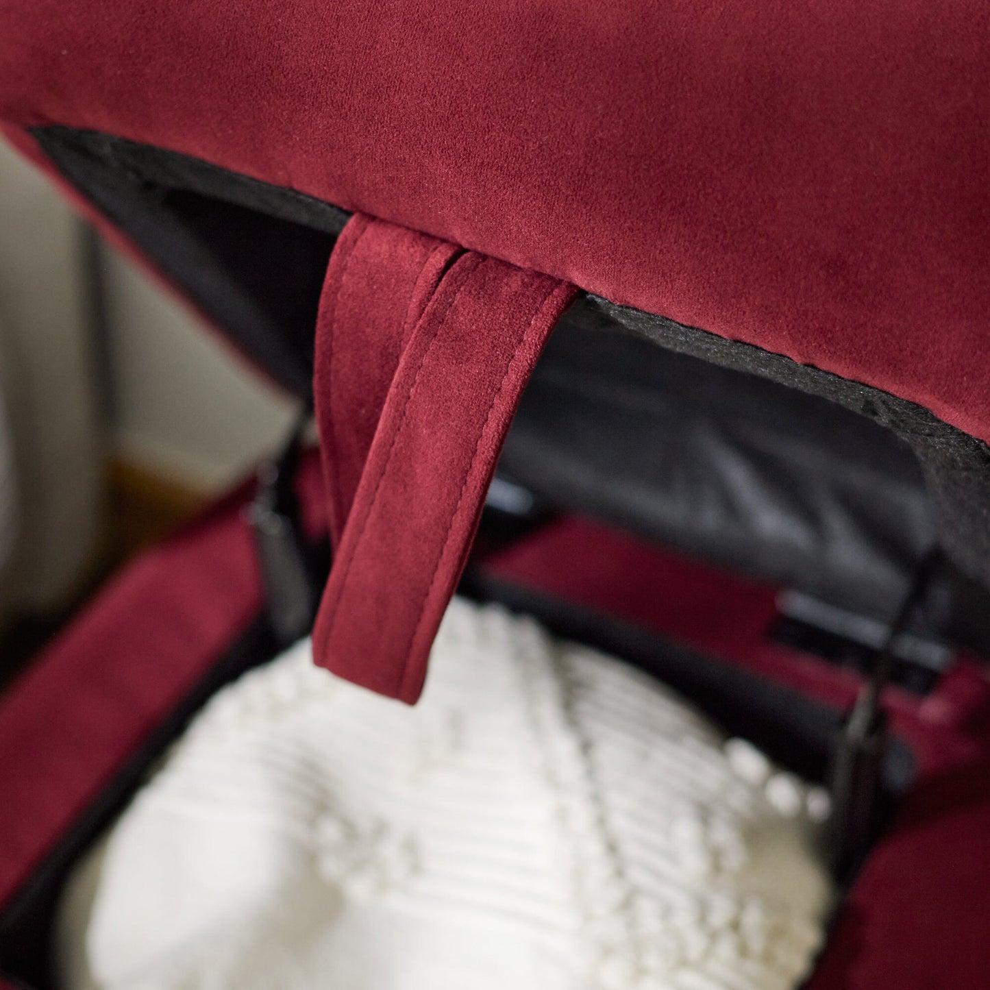 Fleur Ottoman Footstool - Burgundy Red