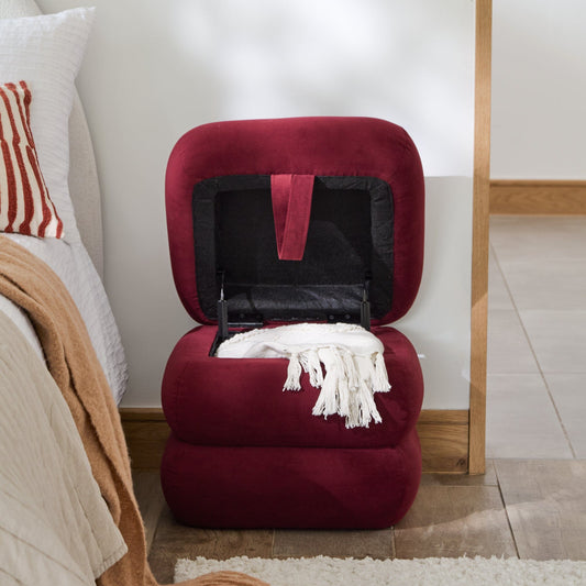 Fleur Ottoman Footstool - Burgundy Red