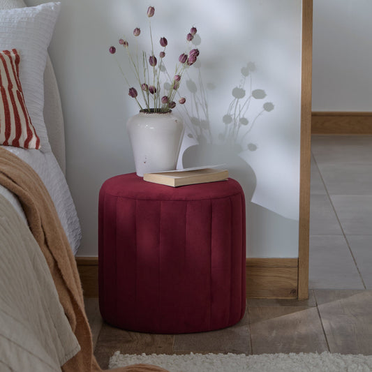 Penelope Drum Stool - Burgundy Red