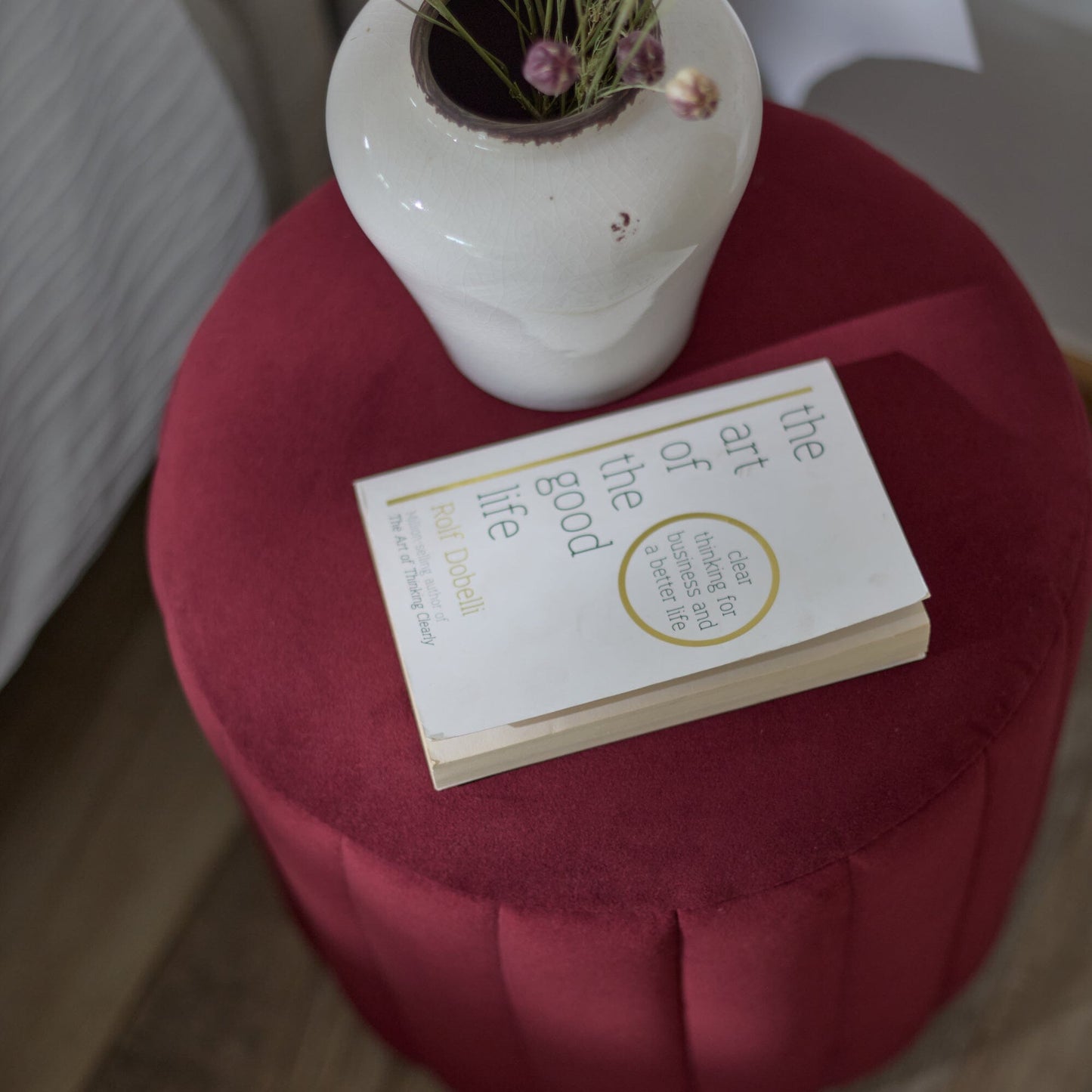 Penelope Drum Stool - Burgundy Red